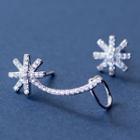 Non-matching 925 Sterling Silver Rhinestone Snowflake Earring 1 Pair - As Shown In Figure - One Size