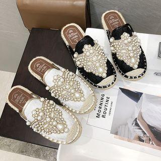 Beaded Rhinestone Mules