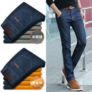 Fleece-lined Straight Leg Jeans