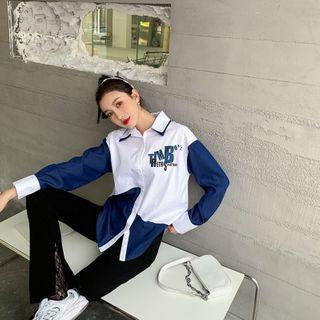 Asymmetrical Two-tone Panel Shirt