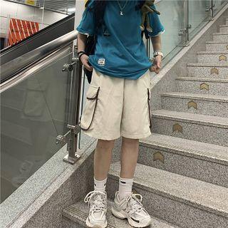 Elastic-waist Corduroy Cargo Shorts