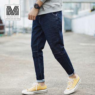 Cuffed Panel Denim Pants