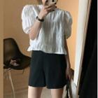 Puff-sleeve Shirred Blouse / Shorts / Set