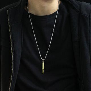 Bullet Pendant Stainless Steel Necklace 1900 - Pendant - Gold & Necklace - Silver - One Size