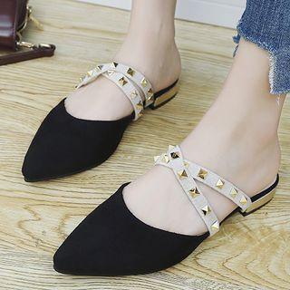 Pointy-toe Studded Mules