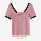 Two Tone Bow Cropped Top