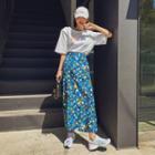 Floral / Heart-pattern A-line Long Skirt