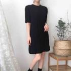 Crew-neck Elbow-sleeve Dress