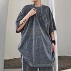 Set: Elbow-sleeve Velvet T-shirt + Sweatpants