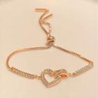 Heart Rhinestone Bracelet Bracelet - Heart - Rose Gold - One Size