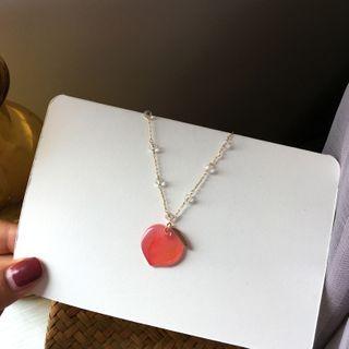 Peach Pendant Necklace 1 Pc - Peach - One Size