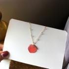 Peach Pendant Necklace 1 Pc - Peach - One Size