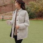 Drawstring Patch-pocket Quilted Coat