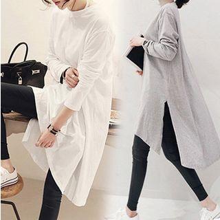 Long-sleeve Slit Midi T-shirt Dress