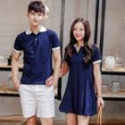 Couple Matching Short-sleeve Collared Top / Minidress