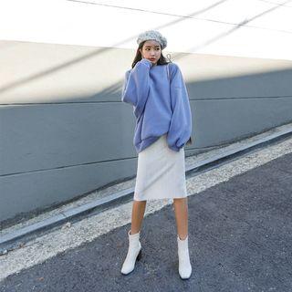 Slit-back Pleated Midi Skirt