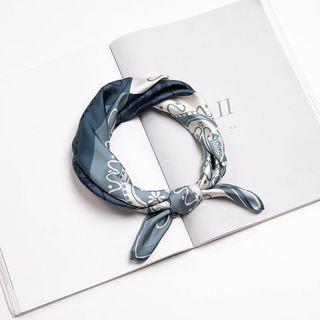 Printed Satin Neck Scarf Dusky Green - One Size
