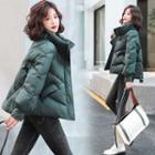 Stand Collar Plain Padded Jacket
