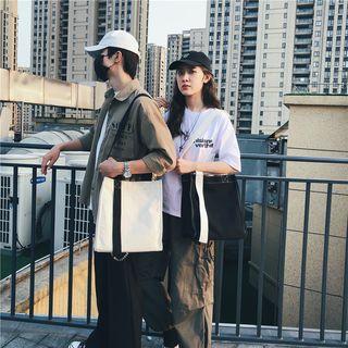 Contrast Strap Crossbody Tote Bag