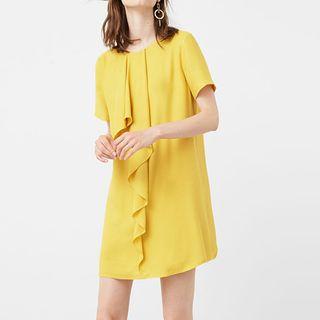 Ruffle Trim Short Sleeve Chiffon Dress