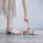 Block-heel Tweed Ankle Strap Sandals