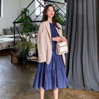 Tie-cuff A-line Shirtdress