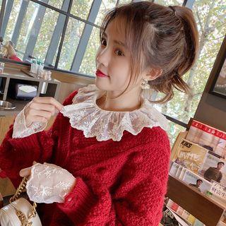 Lace-cuff Bobble Sweater Off-white - One Size