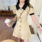 Puff-sleeve Two-tone Mermaid Dress