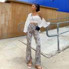 Slit-side Dyed Crystal-pleat Pants