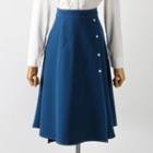 High Waist Stitch Slit A-line Midi Skirt