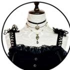 Faux Crystal Pendant Layered Faux Leather Choker Black - One Size