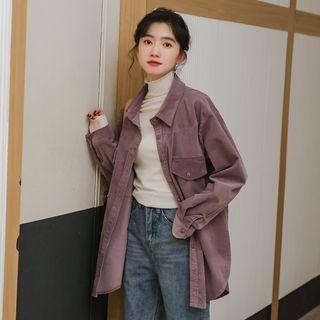 Mesh Long-sleeve Top / Corduroy Shirt