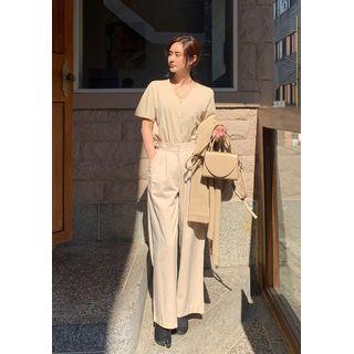 Buckle-waist Wide Pants