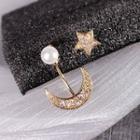 Non-matching Rhinestone Moon & Star Dangle Earring 1 Pair - 2 - Non-matching Rhinestone Moon & Star Dangle Earring - One Size