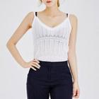 Spaghetti-strap Pointelle-knit Top