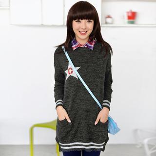 Letter C And Star Pattern Sweater Dress