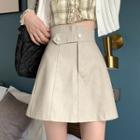 Asymmetrical Waist Faux Leather Mini A-line Skirt