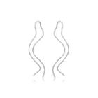 Sterling Silver Simple Temperament Geometric Curve Tassel Earrings Silver - One Size