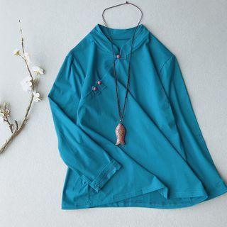 Long-sleeve Mandarin Collar Blouse