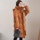 Hooded Embroidery Long Padded Jacket