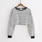 Stripe Cropped Long-sleeve Sweatshirt