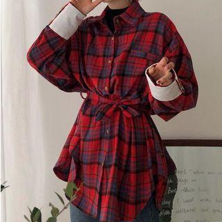 Sashed Plaid Shirt