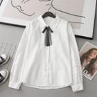 Tie Neck Shirt 7082 - White - One Size