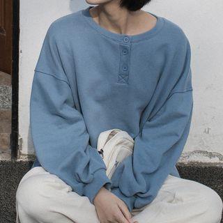 Half Button Sweatshirt Blue - One Size