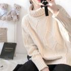 Turtleneck Oversize Sweater Beige - One Size
