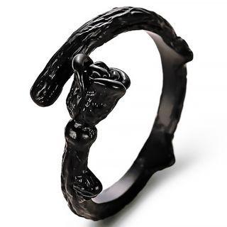 Rose Open Ring 01 - 0524 - Matte Black - One Size