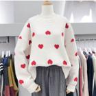 Heart Perforated Sweater