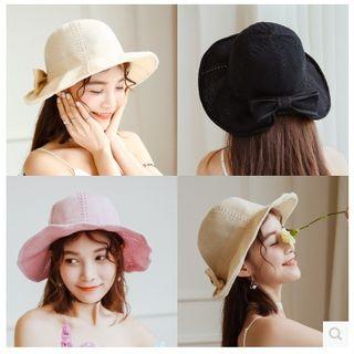 Bow-accent Knitted Hat