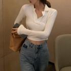 Long Sleeve Polo Neck Crop T-shirt