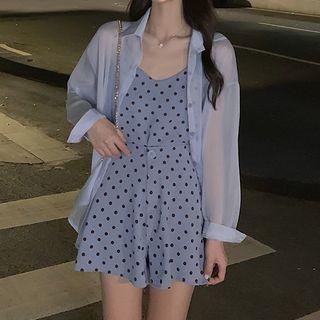 Dotted Camisole Top / Shorts / Light Jacket / Set